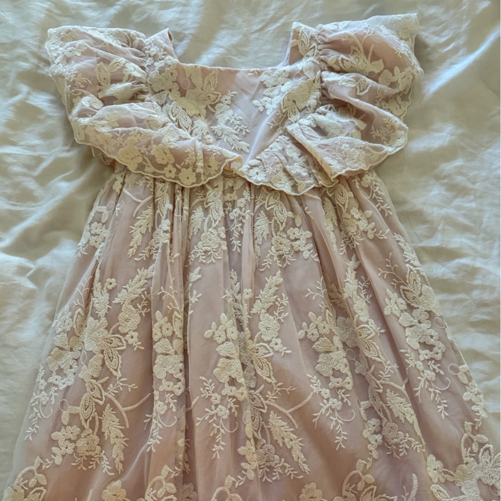 Elegant Pink Lace Kids Formal Dress